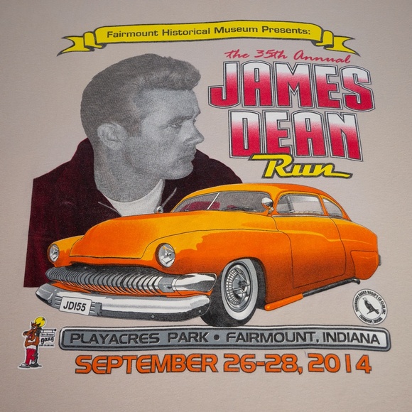 35th Annual James Dean Run 2014 Tee Mens XL Double Sided Graphic Print Shirt - Picture 3 of 12
